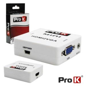 Conversor HDMI -> VGA C/ Áudio Amplificado PROK - (PK-HDMIVGA01)