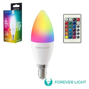 Lâmpada E14 C37 5W Vela RGB 4000K 500lm C/ Comando FOREVER - (RTV9000079)
