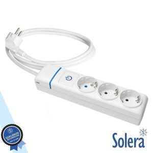 Tomada Elétrica C/ 3 Saídas Interruptor 1.5M Branco SOLERA - (SLR-8013PIL)