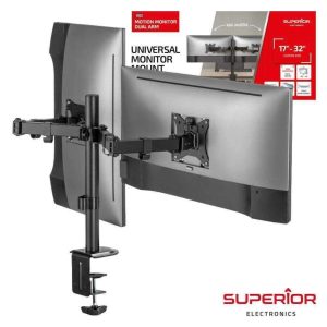 Suporte Duplo Monitor Mesa 17-32" 2x9kg Vesa 100x100 - (SUP-1732TABLEFIX2)