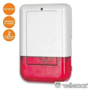 Sirene E Estroboscópio Vermelho Em Caixa Exterior VELLEMAN - (SV/PSL2)