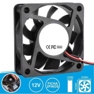 Ventilador 12V 60x60x15mm Ficha 2 Pinos - (VEN019(H))