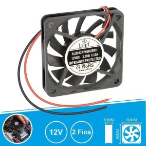 Ventilador 12V 60x60x10mm 2 Fios KLD012PP060GBWH LUFT - (VEN6010/12B)