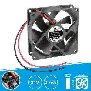 Ventilador 24VDC 80x80x25mm 2 Fios KLD024PP080CSWH LUFT - (VEN8025/24A)