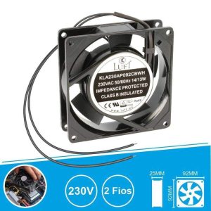 Ventilador 230V 92x92x25mm 2 Fios KLA230AP092CBWH LUFT - (VEN9225/230B)