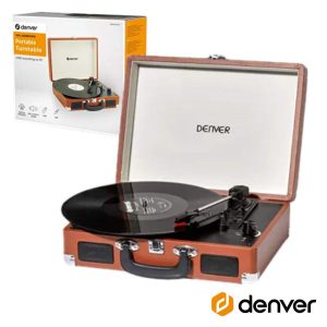Gira-Discos 33/45/78RPM Vintage 2x10W Castanho DENVER - (VPL-120BROWN)