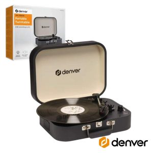 Gira-discos 33 1/3 /45/78rpm Vintage 2x10W Preto DENVER - (VPL-130DGR)