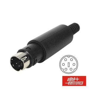 Ficha Mini Din 6p Macho Isolada Pvc P/ Soldar - (42-20)