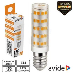 Lâmpada LED E14 JD 4.2W 230V 4000K 450lm AVIDE - (ABJD14NW-4.2W)