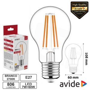 Lâmpada LED E27 Globo Filamento 7W 230V 2700K 806lm AVIDE - (ABLFG27WW-7W)