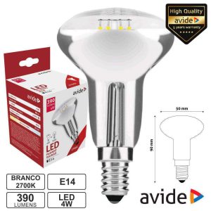 Lâmpada LED E14 R50 Filamento 4W 230V 2700k 390lm AVIDE - (ABLFR50WW-4W)