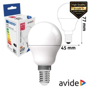 Lâmpada LED E14 Globo G45 4.5W 230V 6400K 470lm AVIDE - (ABMG14CW-4.5W)