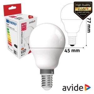 Lâmpada LED E14 Globo G45 4.5W 230V 3000K 470lm AVIDE - (ABMG14WW-4.5W)