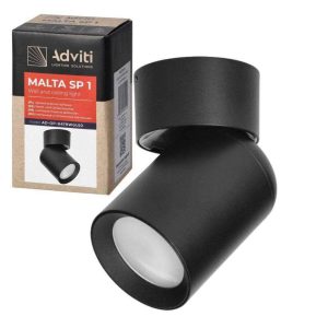 Candeeiro P/Lâmpada LED Teto/Parede IP20 Preto ADVITI - (AD-OP-6479BGU10)