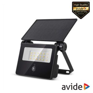 Foco LED C/ Painel Solar 4W IP65 4000K 400lm PIR AVIDE - (ASOLFLNW-12-CMSP-P)