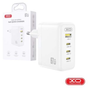 Alimentador 1x USB-A 3x USB-C PD 67W GaN Branco XO - (CE39-WH)