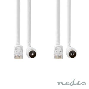 Cabo Coaxial Fêmea / RJ45 P/ Ficha Coaxial Macho / RJ45 1.5M - (CSGL4500WT15)