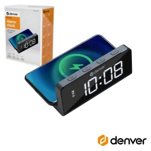 Relógio Despertador C/ Carregador Indução QI 10W DENVER - (ECQ-103MK2)