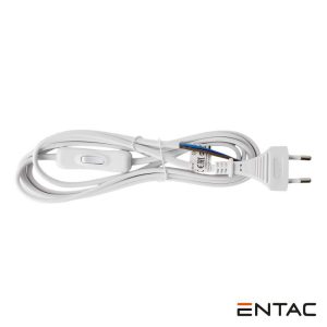 Cabo Alimentação C/ Interruptor 2.5m Branco ENTAC - (ERWC20-2.5S-W)