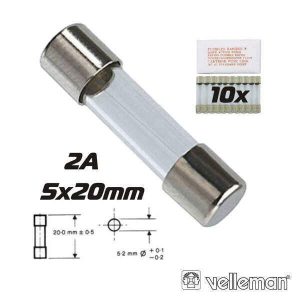 Fusível 5x20 Fusão Lenta 2a (10X) VELLEMAN - (FU2N)