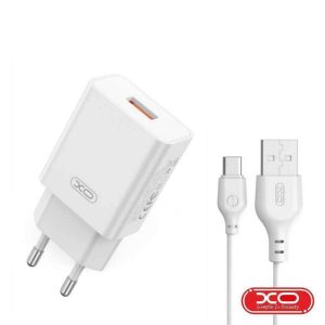Alimentador USB-A 5V QC 18W C/ Cabo USB-A P/ USB-C XO - (L127)