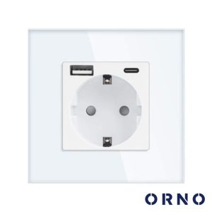 Tomada Elétrica Encastrar 1x Schuko 1x USB-A 1x USB-C ORNO - (OR-AE-13308(GS)W)