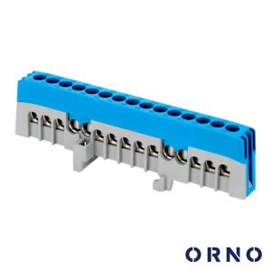 Barramento Neutro Isolado 15 Vias P/ Calha DIN Azul ORNO - (OR-LZ-8208/15/BL)