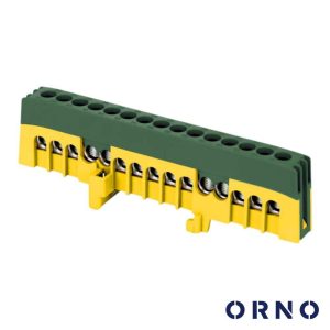 Barramento Terra Isolado 15 Vias P/ Calha DIN Verde ORNO - (OR-LZ-8208/15/GN)