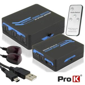 Distribuidor Comutador Toslink 3 Entradas 1 Saída PROK - (PK-TOSLINK3E1SIR-C)