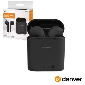 Auriculares Bluetooth 5.0 C/ Mic Dock Carregamento DENVER - (TWE-46BLACK)