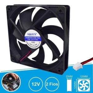 Ventilador 12V 120x120x25mm 2 Fios - (VEN12025/12B)