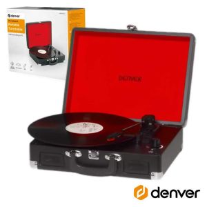 Gira-Discos 33/45/78RPM Vintage 2x10W Preto DENVER - (VPL-120BLACK)