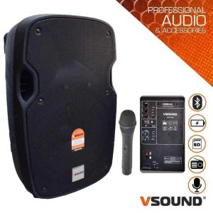 Coluna Amplificada 12" 600W USB/BT/SD/BAT MIC S/Fios VSOUND - (VSSE12PM)