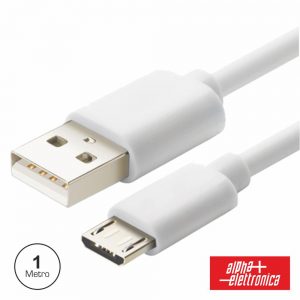 Cabo USB-A 2.0 Macho / Micro USB-B 1M Branco Alpha - (95-650/1W)