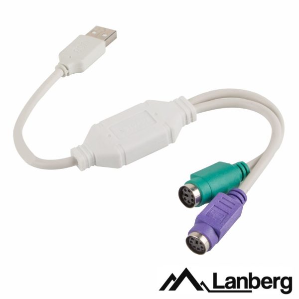 Cabo Adaptador USB-A 2.0 Macho / 2x PS/2 LANBERG - (AD-0025-W)