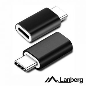Adaptador USB-C Macho / Lightning Fêmea Preto LANBERG - (AD-UC-LM-02)