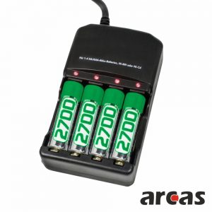 Carregador Universal AA/AAA c/ 4 pilhas AA 2700mAh - (ARC-2009-4AA)