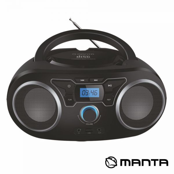 Rádio Portátil FM 2x2W Leitor CD/USB/AUX Bat MANTA - (BBX006)