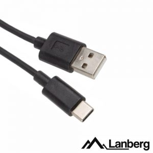Cabo USB-A 2.0 Macho / USB-C Macho 1.8m Preto LANBERG - (CA-USBO-10CC-18-BK)
