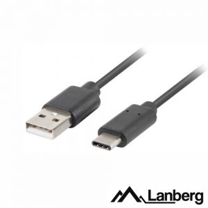 Cabo USB-A 2.0 Macho / USB-C Macho 0.5m Preto LANBERG - (CA-USBO-10CU-05-BK)