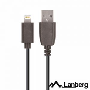 Cabo USB-A 2.0 Macho / Lightning 8P Macho 1.8m Preto LANBERG - (CA-USLM-10CU-18-BK)