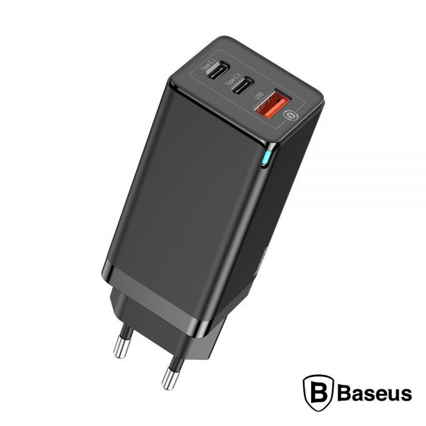 Alimentador Comutado 2 USB-C PD / 1 USB-A 65W GaN BASEUS - (CCGAN-B01)