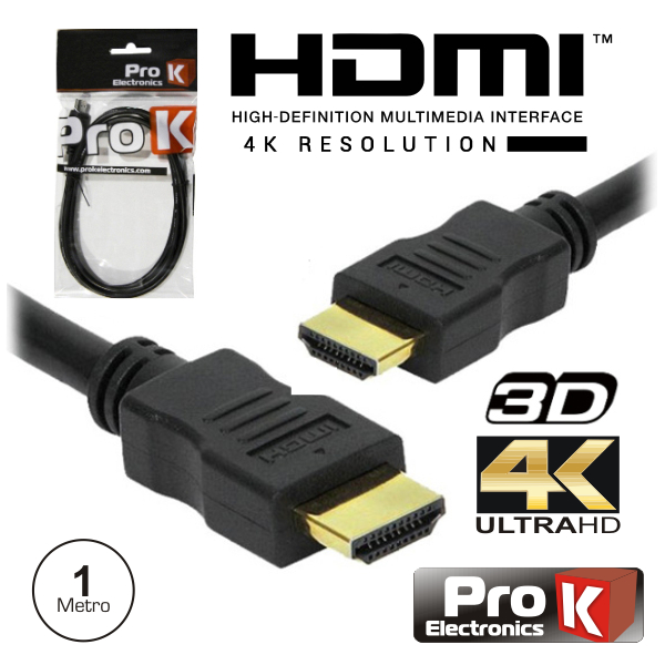 Cabo HDMI Dourado Macho / Macho 2.0 4k Preto 1M PROK - (CHDMI1U)
