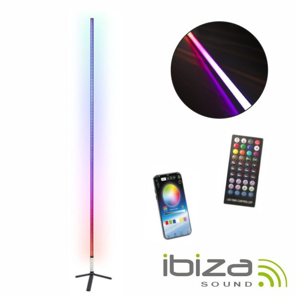 Tubo LED RGB 1.8m Bluetooth C/ Suporte Preto IBIZA - (COLOR-STICK-1.8BK)