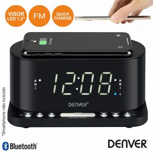 Relógio Despertador FM Qi/USB DENVER - (CRQ-110)