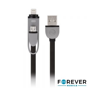 Cabo USB-A 2.0 Macho / Micro USB-B E Apple 8p 1M Preto - (CUSB-2IN1/2)