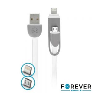Cabo USB-A 2.0 Macho / Micro USB-B E Apple 8p 1M Branco - (CUSB-2IN1/3)