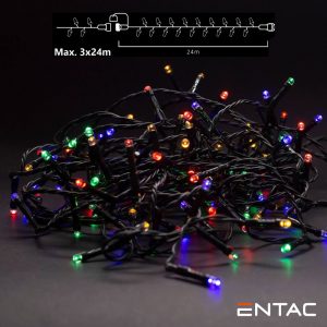 Luzes de Natal 240 LED Multicor 24m S/ Alimentador ENTAC - (ECL-240-MC-L)