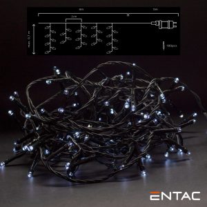 Luzes de Natal 180 LED 6400K Cortina 4m ENTAC - (ECL-I180CW)