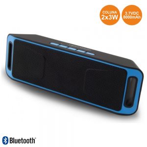 Coluna Bluetooth Portátil 2x3W USB/FM/SD Preto-Azul - (EP126KB)